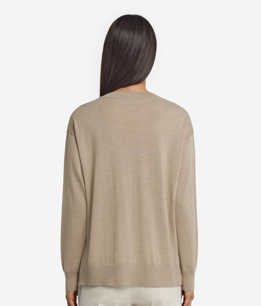 rundhals-kaschmirpullover mit schlitzen