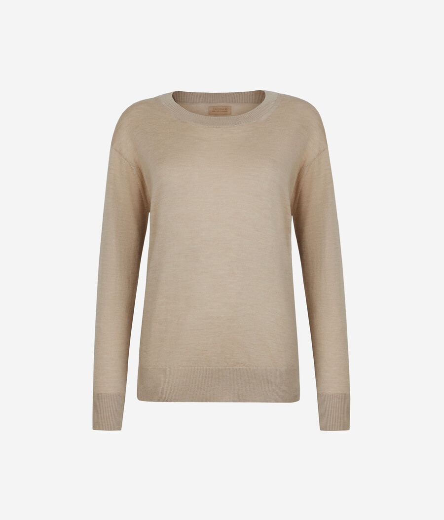 rundhals-kaschmirpullover mit schlitzen