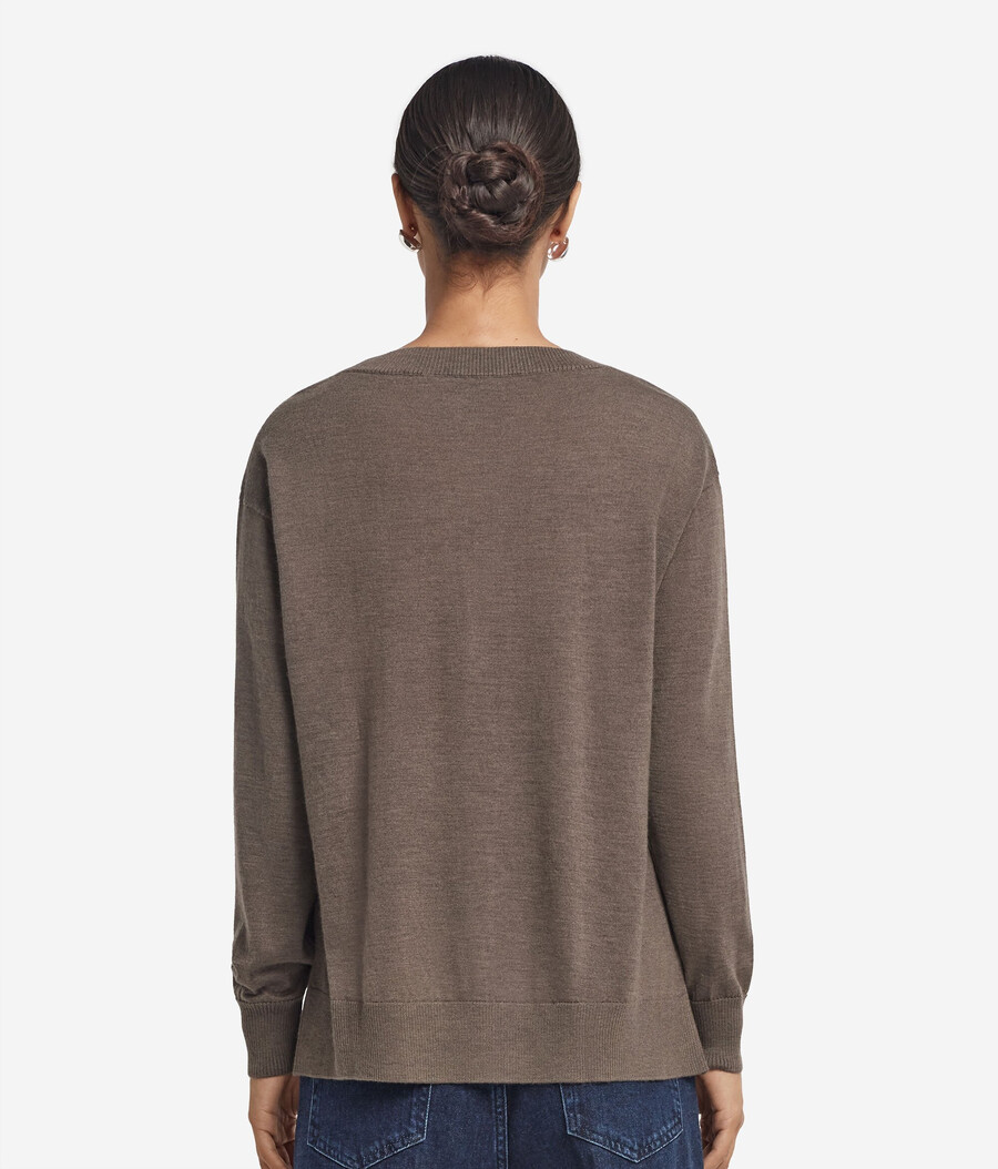 rundhals-kaschmirpullover mit schlitzen