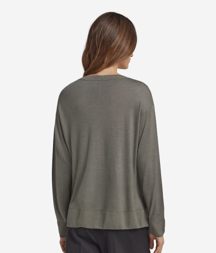 rundhals-kaschmirpullover mit schlitzen