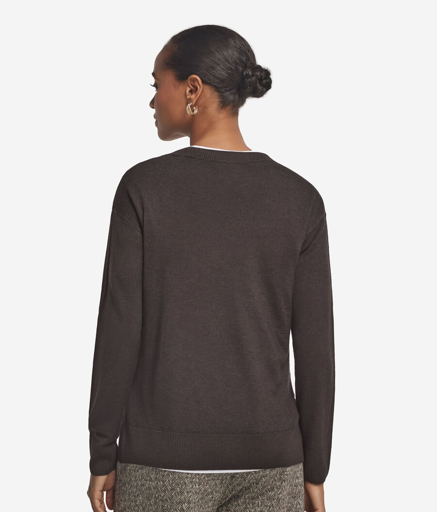 rundhals-kaschmirpullover mit schlitzen