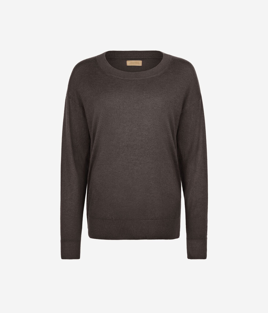 rundhals-kaschmirpullover mit schlitzen