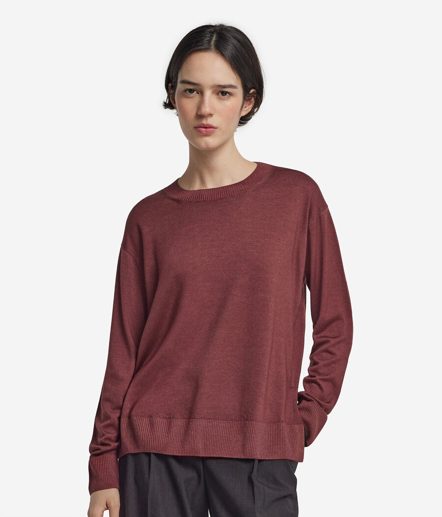 rundhals-kaschmirpullover mit schlitzen
