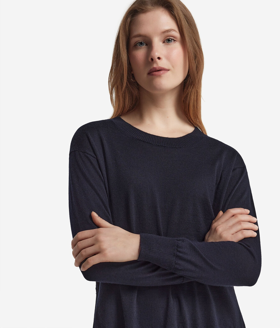 rundhals-kaschmirpullover mit schlitzen