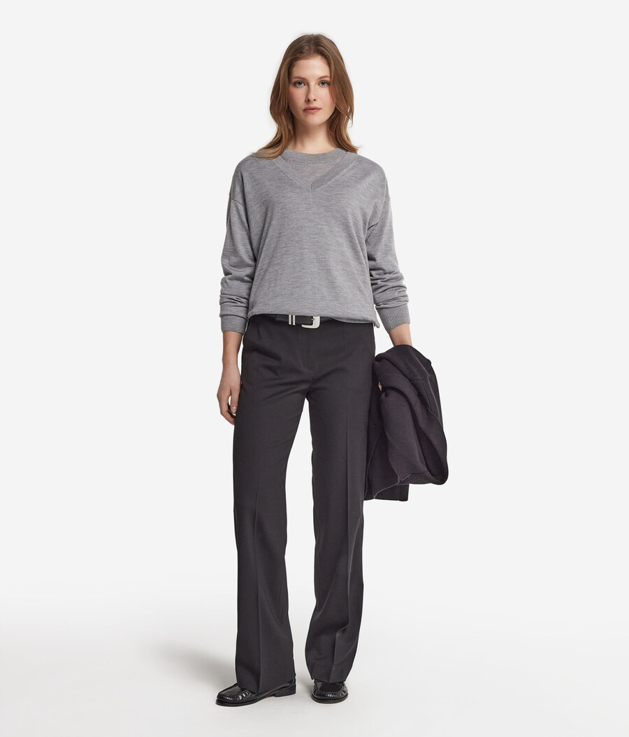 kaschmirpullover mit v-ausschnitt und schlitzen