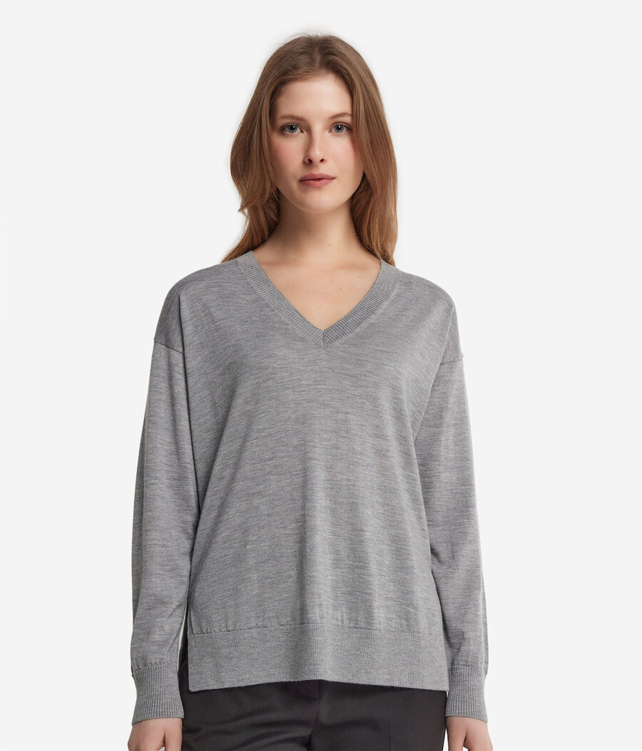 kaschmirpullover mit v-ausschnitt und schlitzen