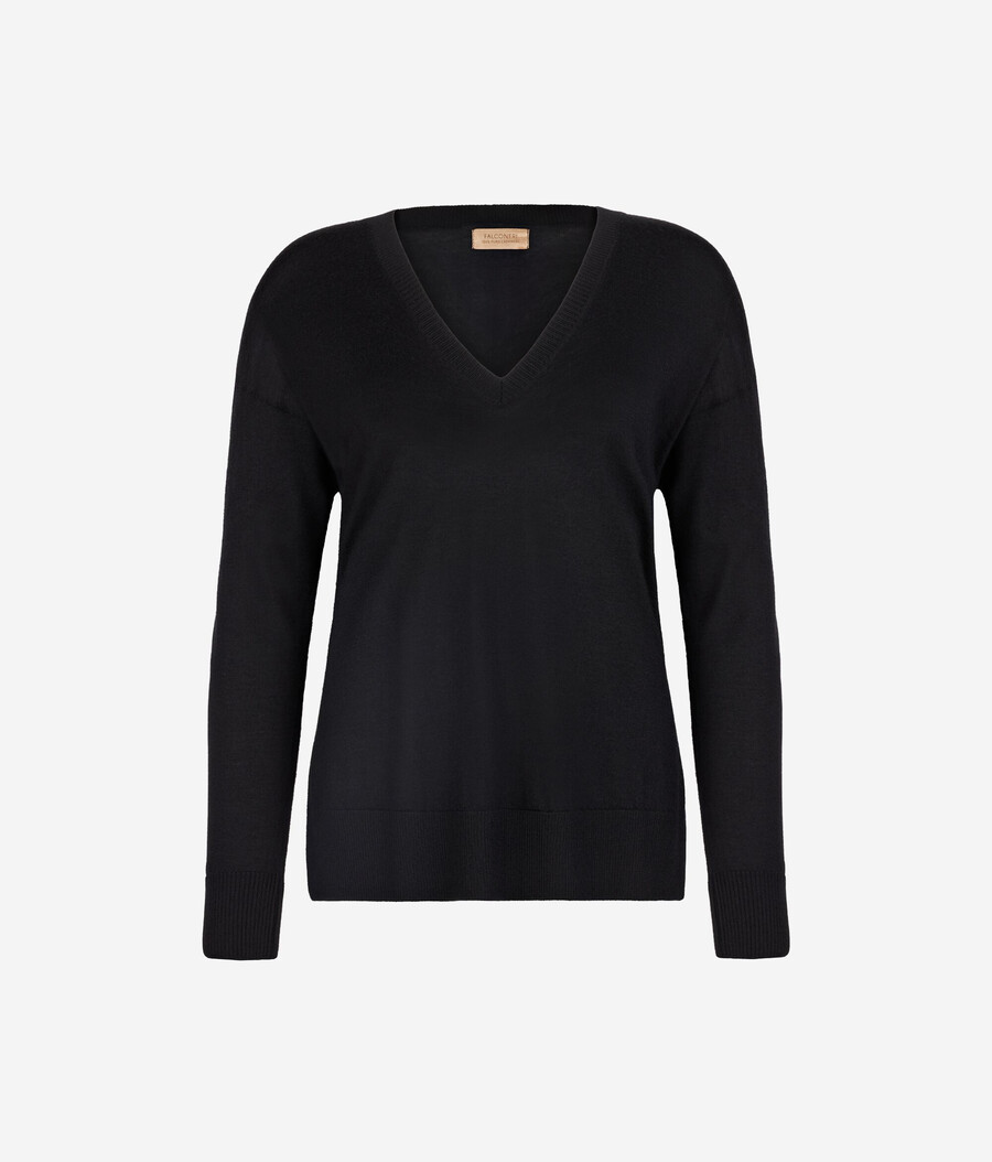 kaschmirpullover mit v-ausschnitt und schlitzen