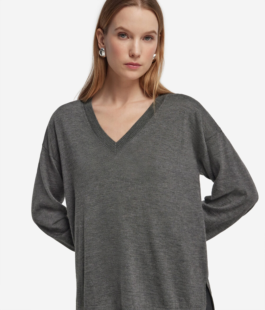 kaschmirpullover mit v-ausschnitt und schlitzen