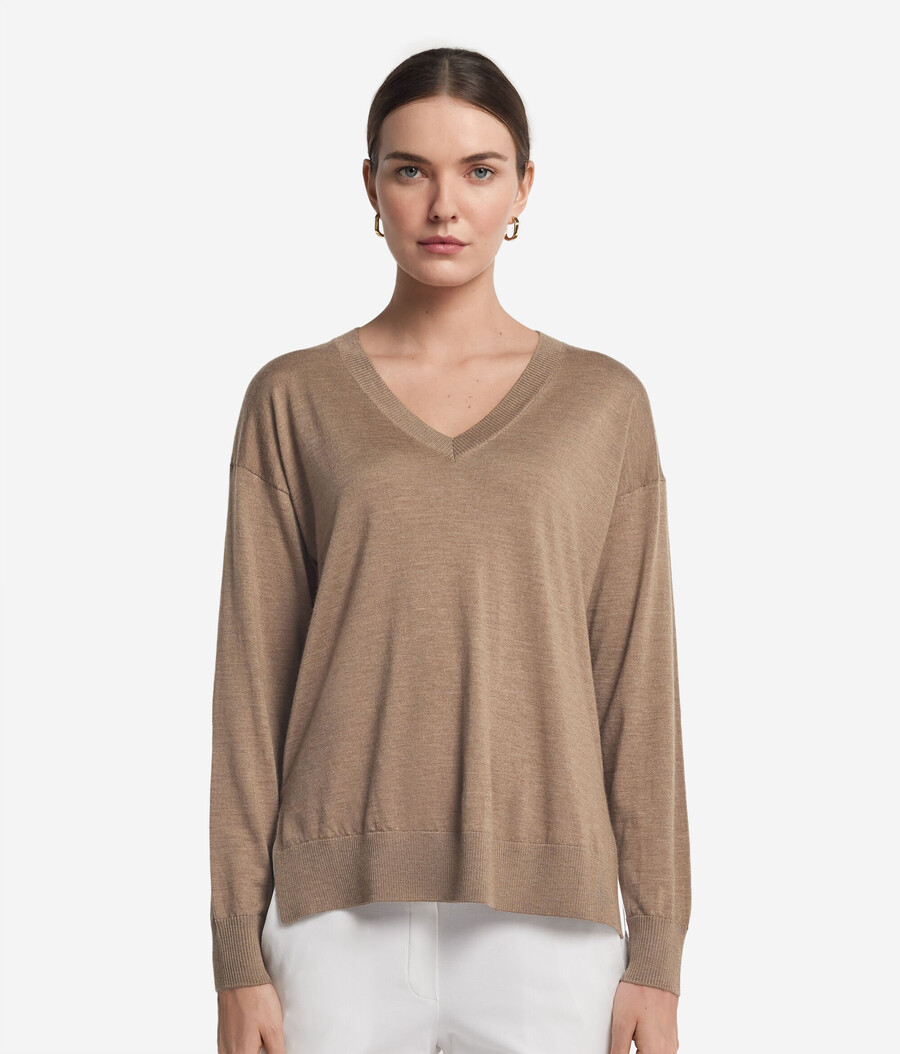 kaschmirpullover mit v-ausschnitt und schlitzen
