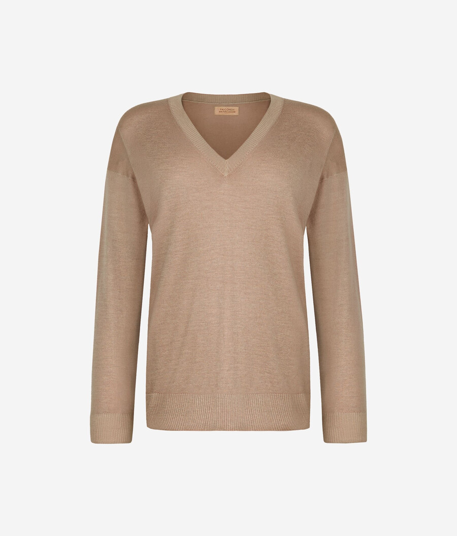 kaschmirpullover mit v-ausschnitt und schlitzen
