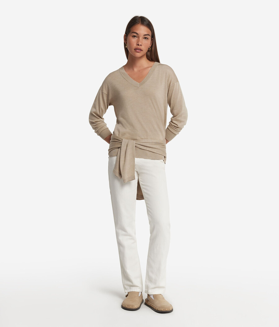 kaschmirpullover mit v-ausschnitt und schlitzen