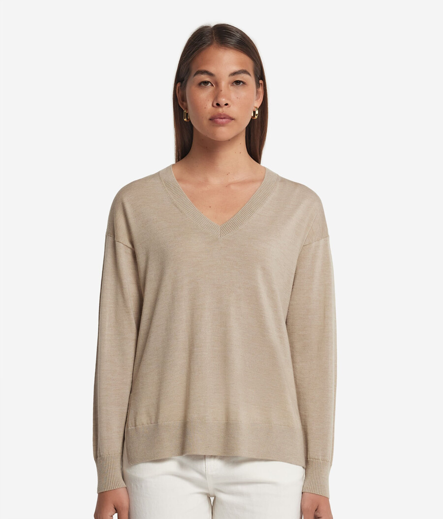 kaschmirpullover mit v-ausschnitt und schlitzen