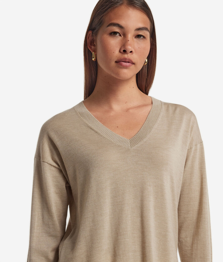 kaschmirpullover mit v-ausschnitt und schlitzen