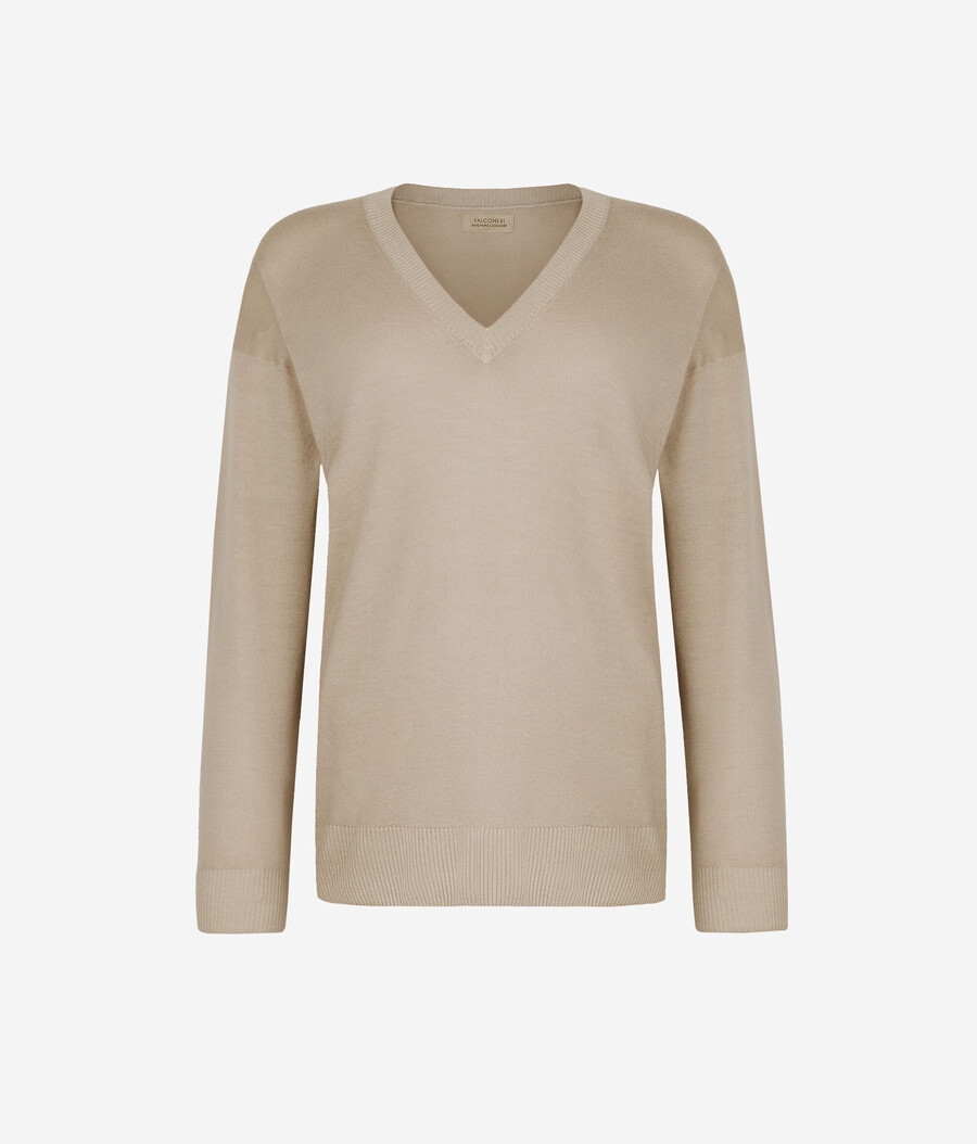 kaschmirpullover mit v-ausschnitt und schlitzen