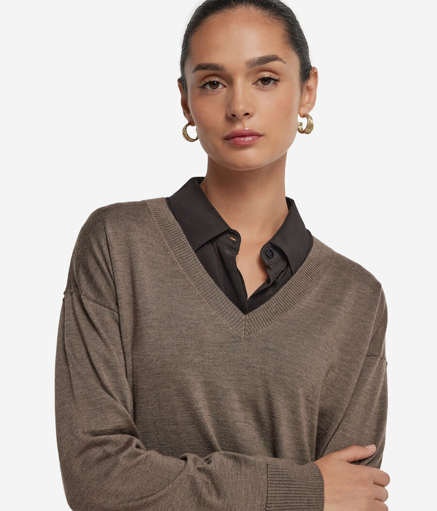 kaschmirpullover mit v-ausschnitt und schlitzen