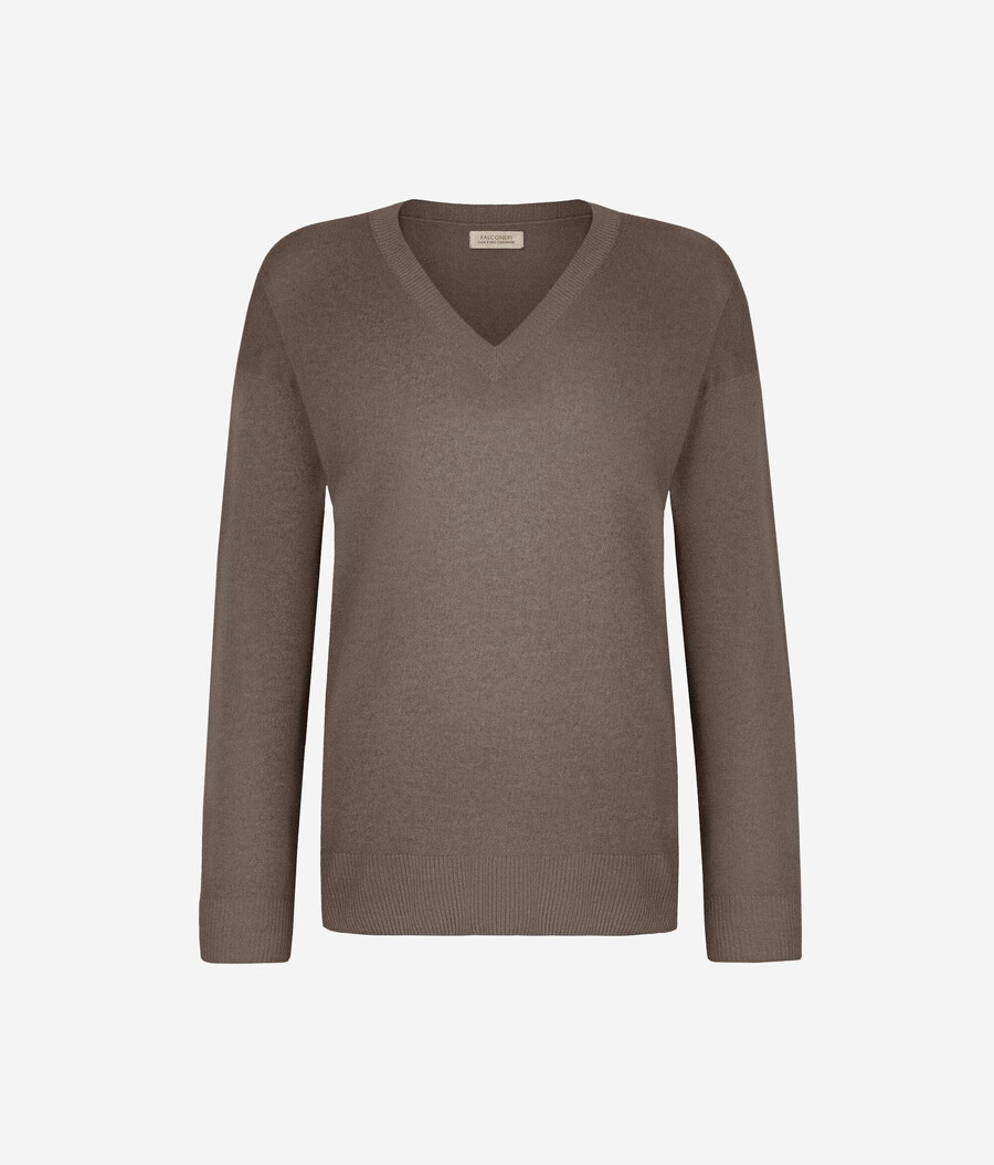 kaschmirpullover mit v-ausschnitt und schlitzen