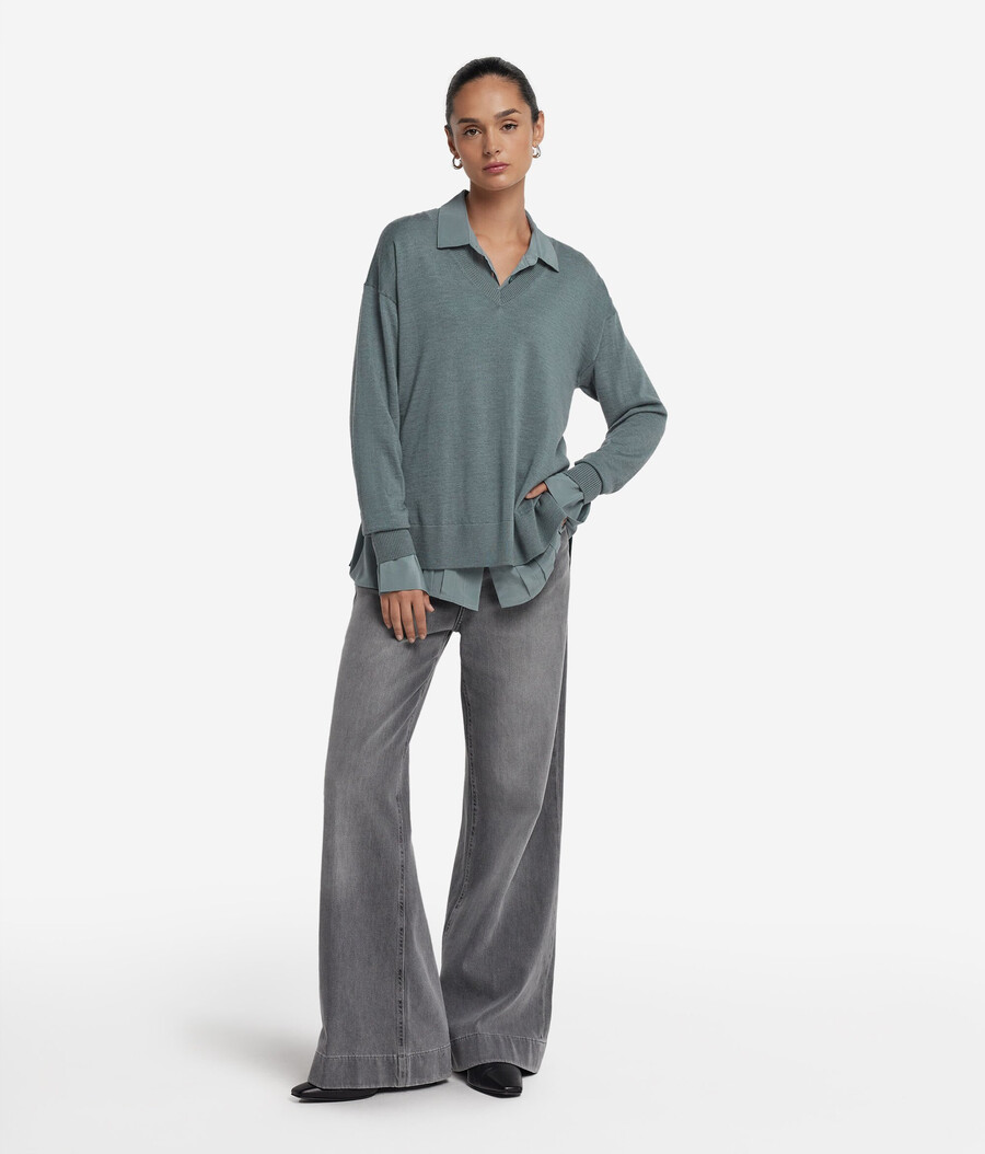 kaschmirpullover mit v-ausschnitt und schlitzen