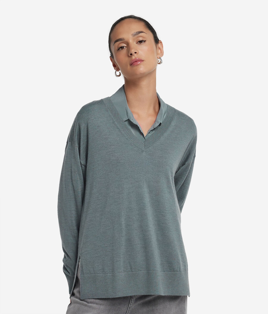 kaschmirpullover mit v-ausschnitt und schlitzen