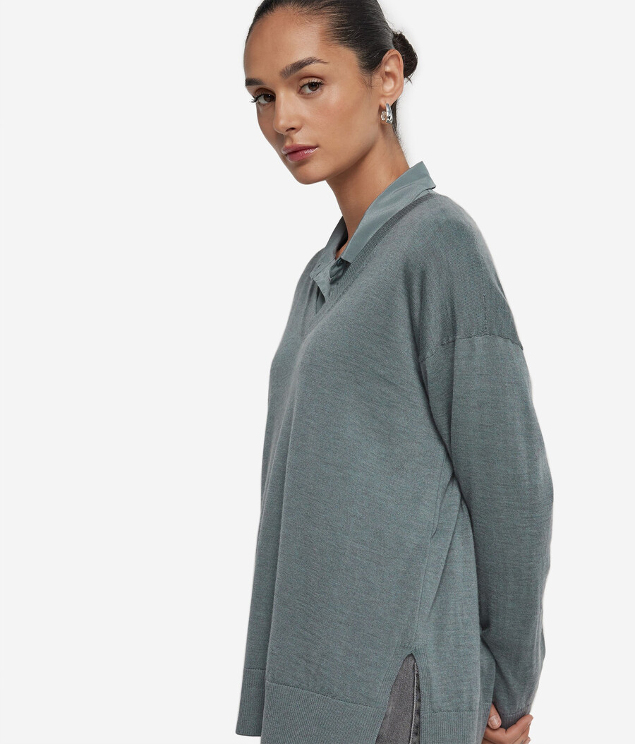 kaschmirpullover mit v-ausschnitt und schlitzen
