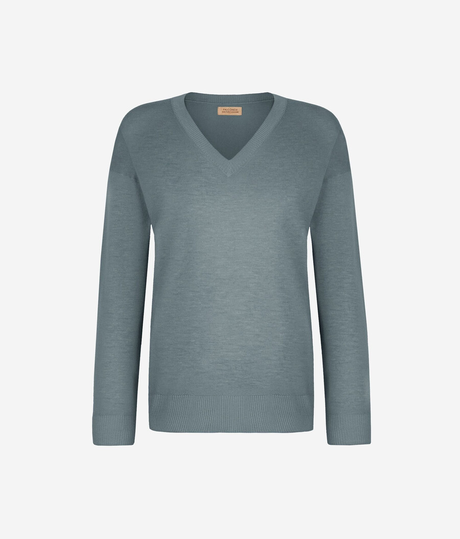 kaschmirpullover mit v-ausschnitt und schlitzen