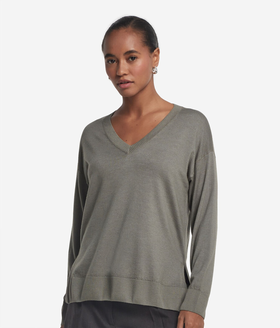 kaschmirpullover mit v-ausschnitt und schlitzen
