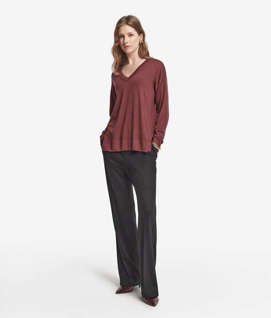 kaschmirpullover mit v-ausschnitt und schlitzen
