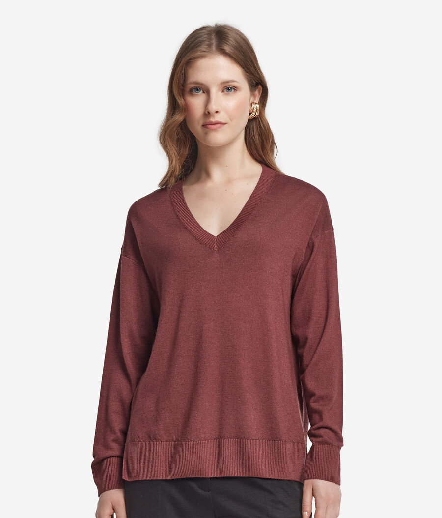 kaschmirpullover mit v-ausschnitt und schlitzen
