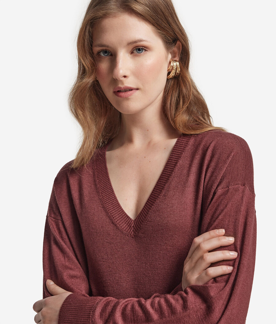 kaschmirpullover mit v-ausschnitt und schlitzen