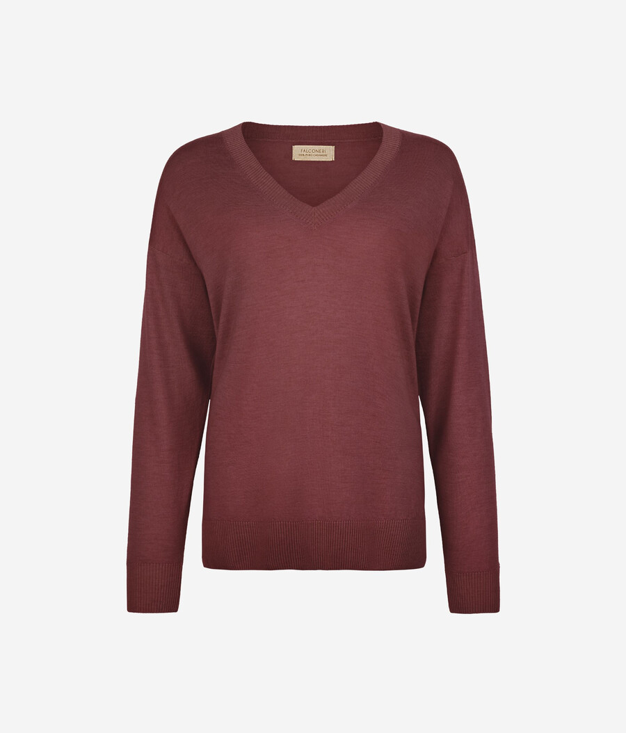 kaschmirpullover mit v-ausschnitt und schlitzen