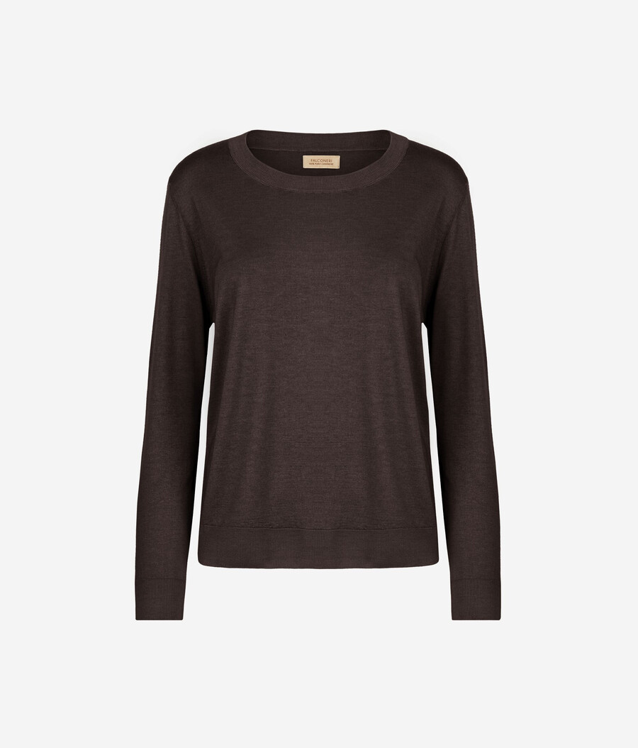 rundhals-pullover aus ultrafeinem kaschmir