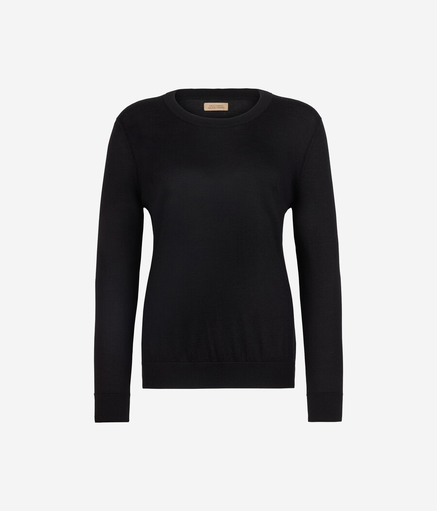 rundhals-pullover aus ultrafeinem kaschmir