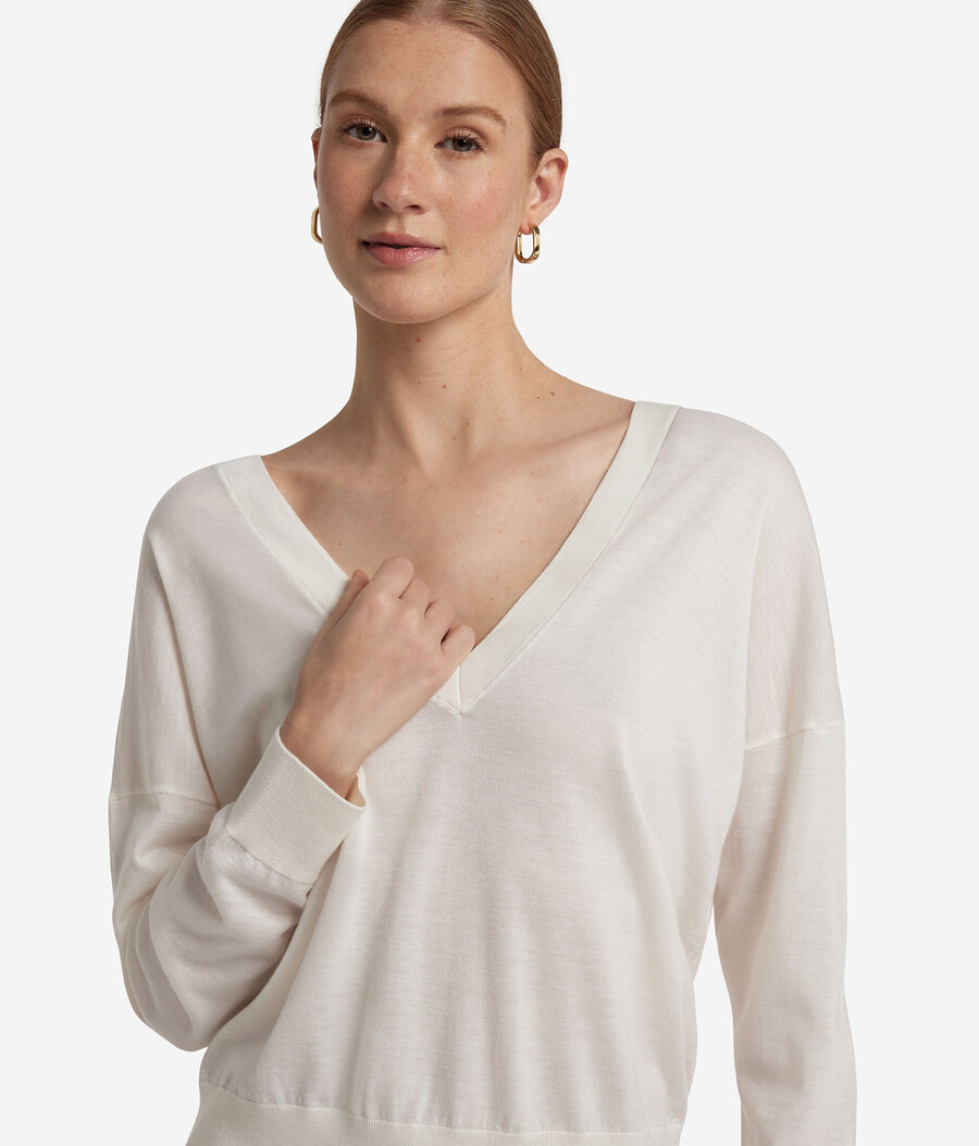 ultrafeiner kaschmirpullover mit doppeltem v-ausschnitt