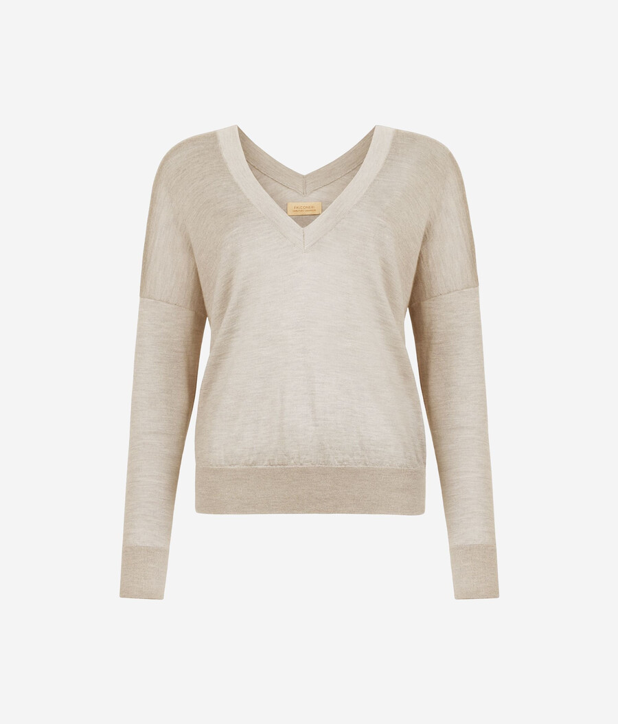 ultrafeiner kaschmirpullover mit doppeltem v-ausschnitt