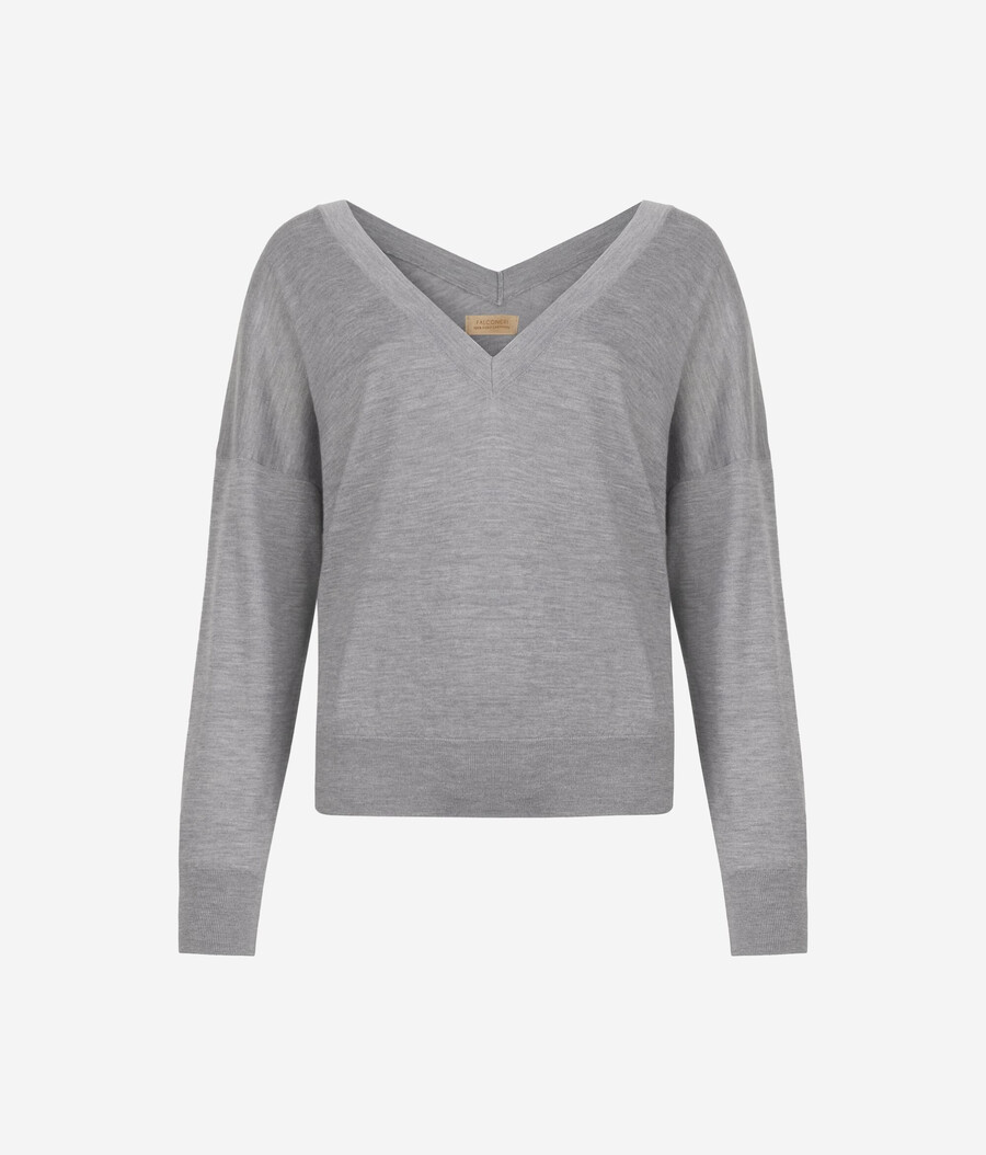 ultrafeiner kaschmirpullover mit doppeltem v-ausschnitt