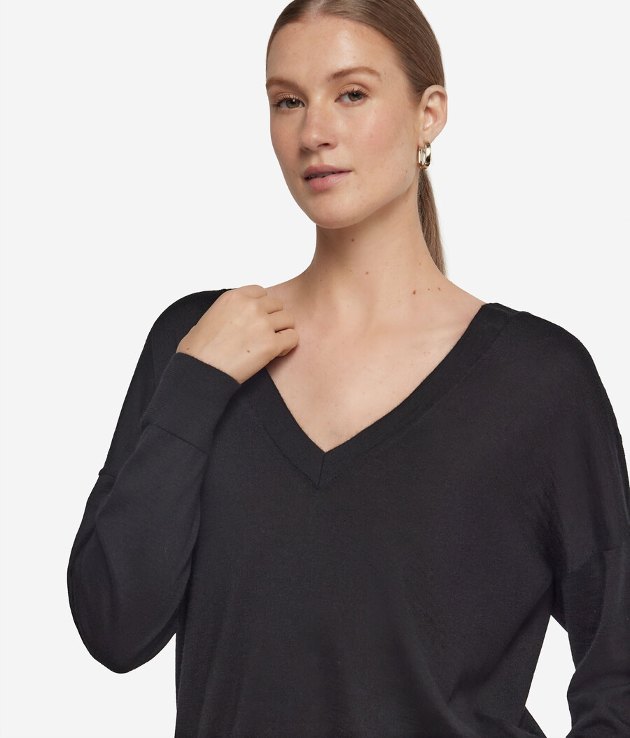 ultrafeiner kaschmirpullover mit doppeltem v-ausschnitt