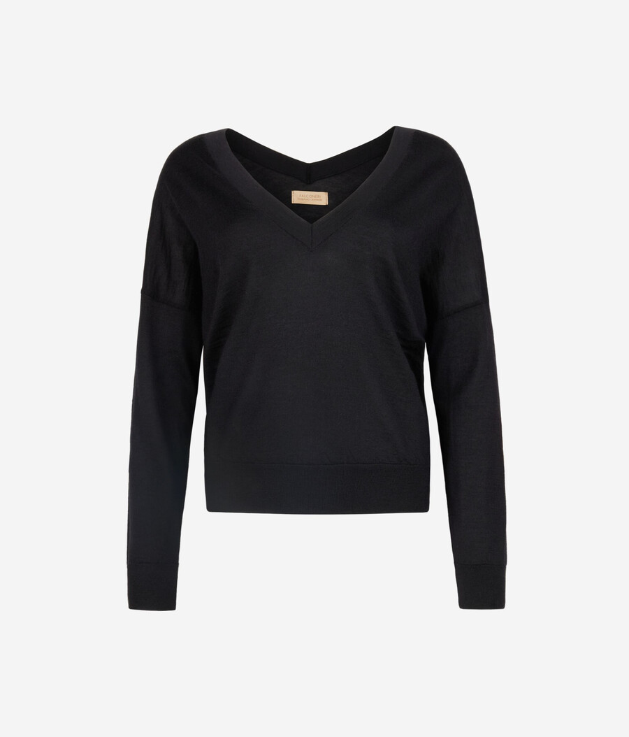 ultrafeiner kaschmirpullover mit doppeltem v-ausschnitt