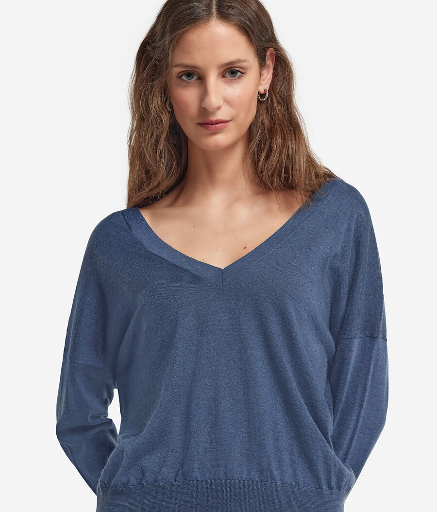 ultrafeiner kaschmirpullover mit doppeltem v-ausschnitt