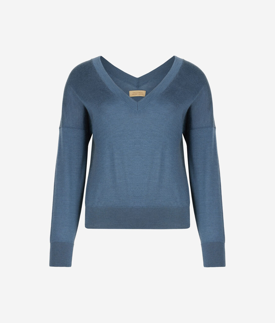 ultrafeiner kaschmirpullover mit doppeltem v-ausschnitt