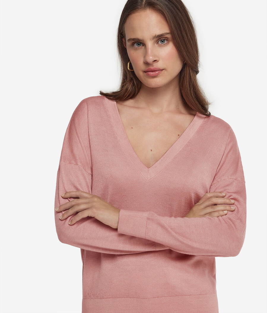 ultrafeiner kaschmirpullover mit doppeltem v-ausschnitt