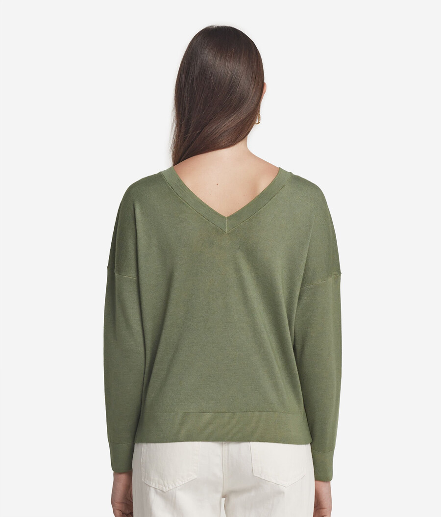 ultrafeiner kaschmirpullover mit doppeltem v-ausschnitt