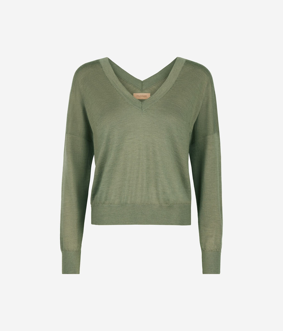 ultrafeiner kaschmirpullover mit doppeltem v-ausschnitt