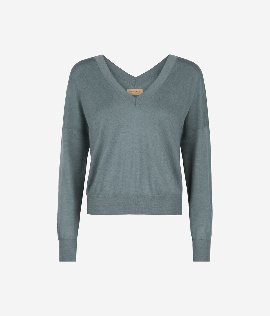 ultrafeiner kaschmirpullover mit doppeltem v-ausschnitt