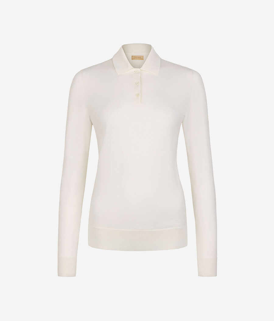 langärmeliges poloshirt aus feinstem kaschmir