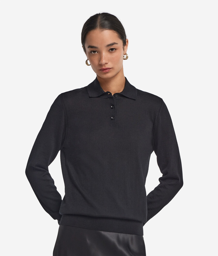 langärmeliges poloshirt aus feinstem kaschmir