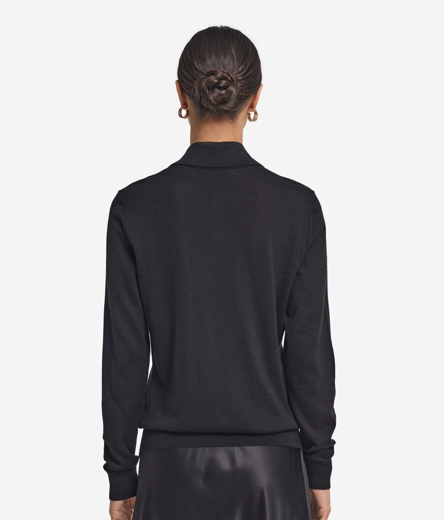 langärmeliges poloshirt aus feinstem kaschmir