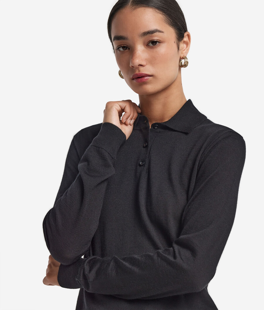 langärmeliges poloshirt aus feinstem kaschmir
