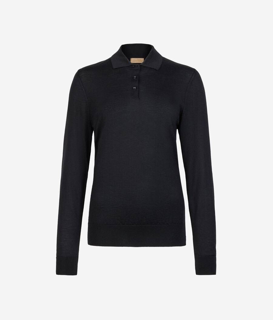 langärmeliges poloshirt aus feinstem kaschmir
