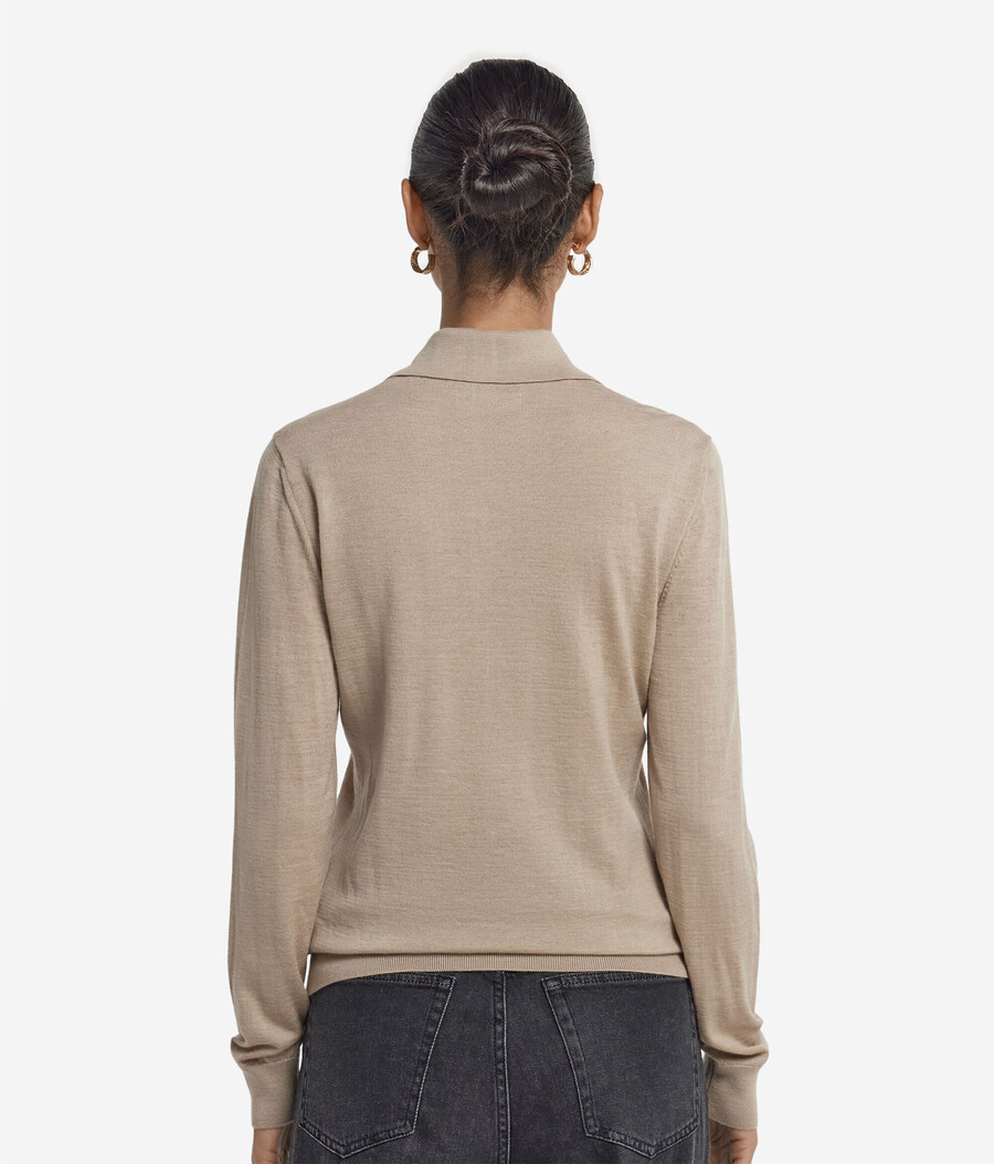 langärmeliges poloshirt aus feinstem kaschmir