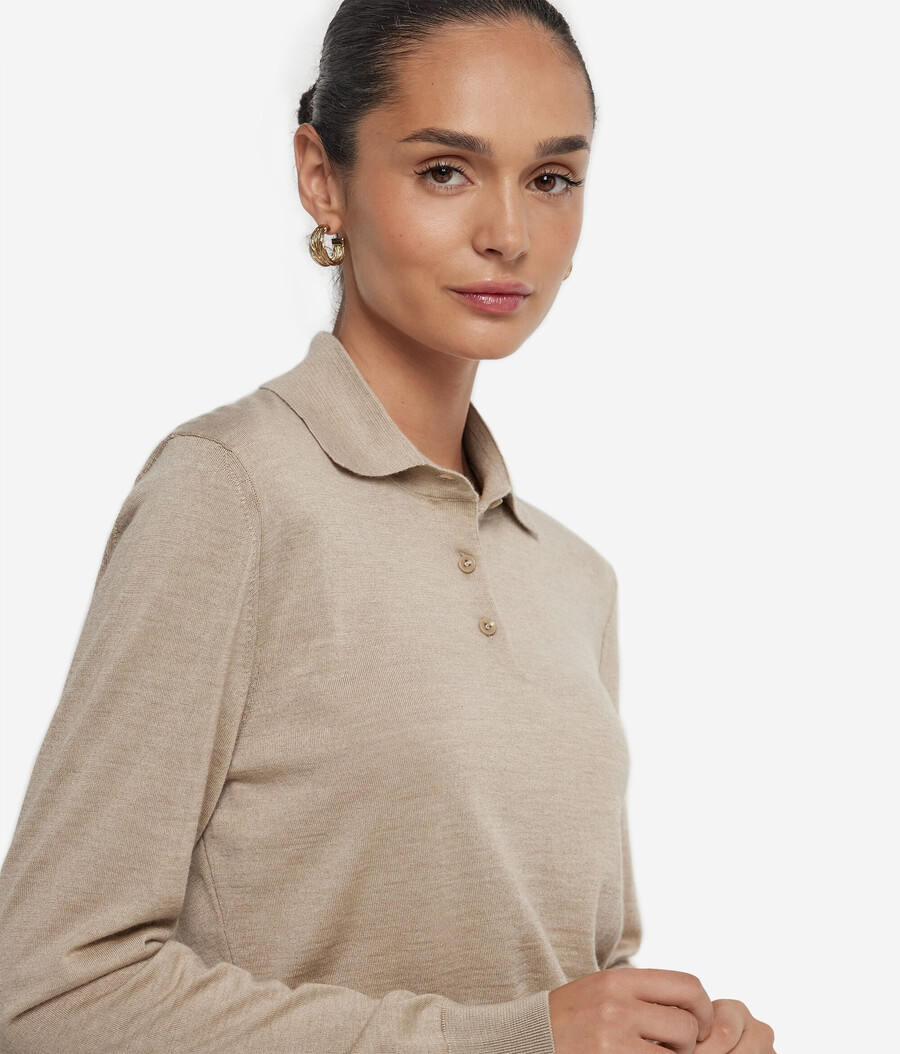 langärmeliges poloshirt aus feinstem kaschmir