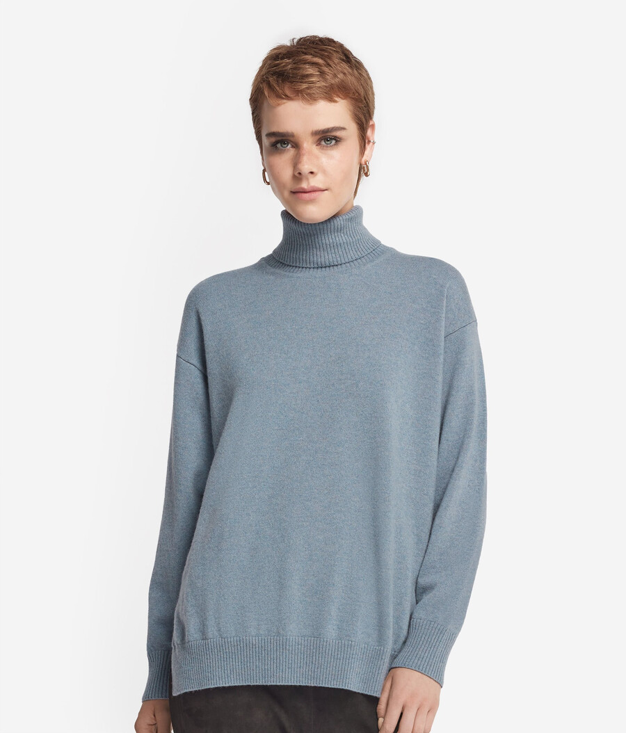 ultraweicher kaschmir-rollkragenpullover mit schlitzen